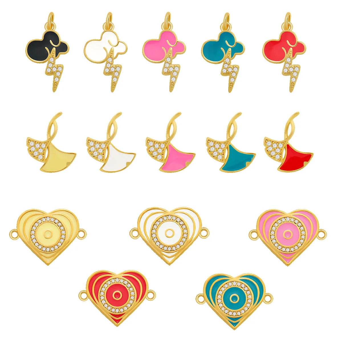 Enamel Zirconia Leaf Ginkgo & Cloud Lightning & Heart Pendant Charm For Necklace Earrings Bracelets for Jewelry DIY Accessories
Enamel Zirconia Leaf Ginkgo & Cloud Lightning & Heart Pendant Charm For Necklace Earrings Bracelets for Jewelry DIY Accessories