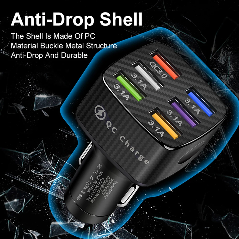 1X QC3.0 Square Car Charger 15A6USB Porous 5V9V12V Smart Fast Charge Car Accessories High-quality Durable Charging Socket
1X QC3.0 Square Car Charger 15A6USB Porous 5V9V12V Smart Fast Charge Car Accessories High-quality Durable Charging Socket