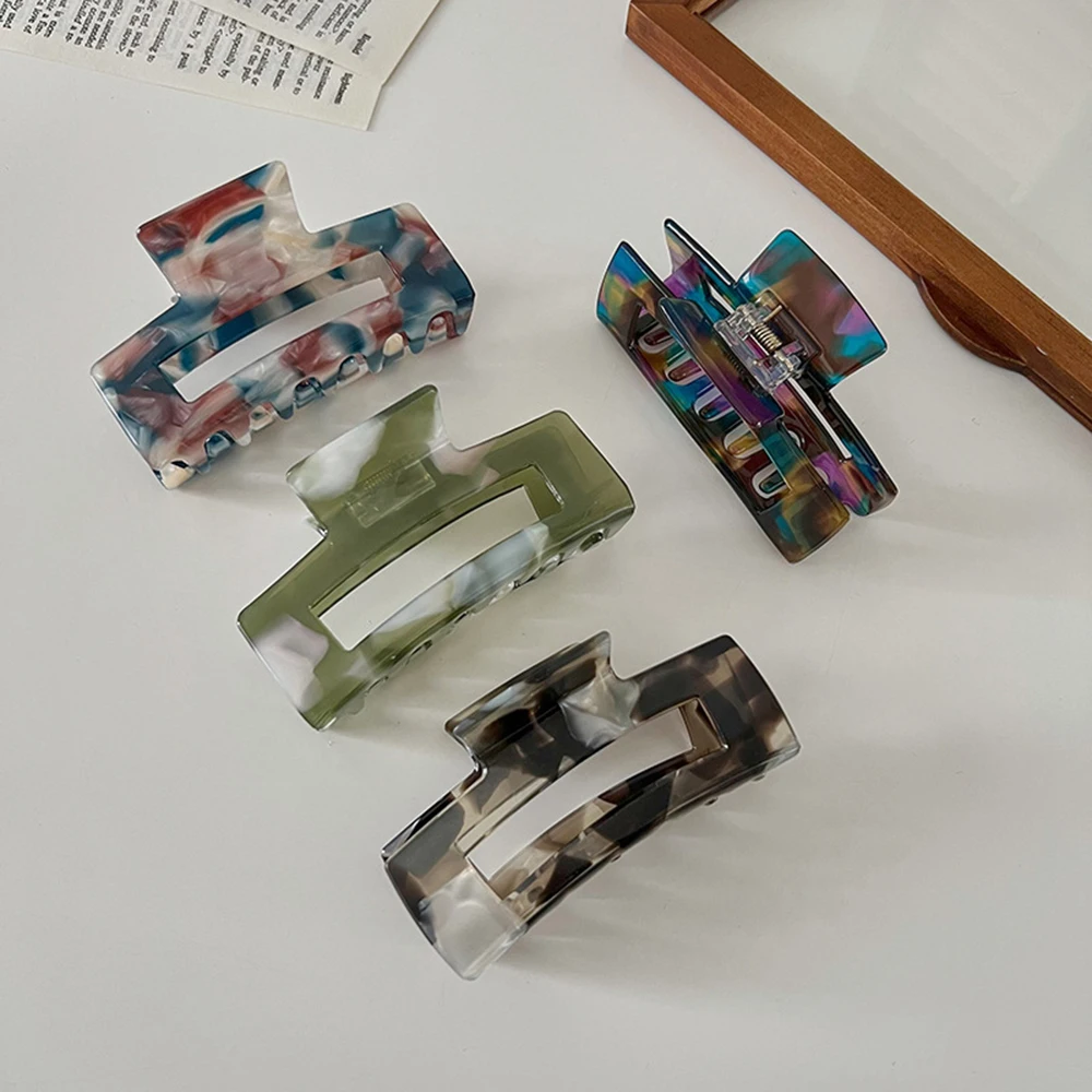 Korean Version Acetic Acid Colorful Hair Clip Claw Fashion Retro Rectangular Hollow Marbling Shark Clip Hair Accessories
Korean Version Acetic Acid Colorful Hair Clip Claw Fashion Retro Rectangular Hollow Marbling Shark Clip Hair Accessories