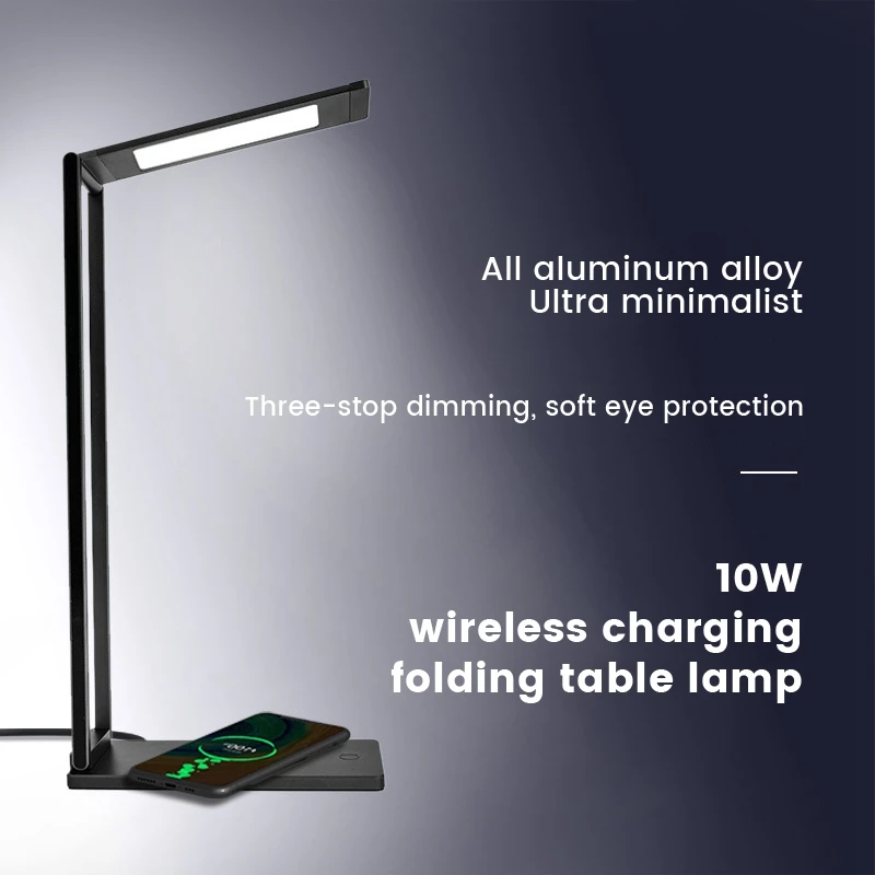 

1Set 10W Portable Wireless Charging LED Desk Lamp Eye Protect Reading Light Table Lamp