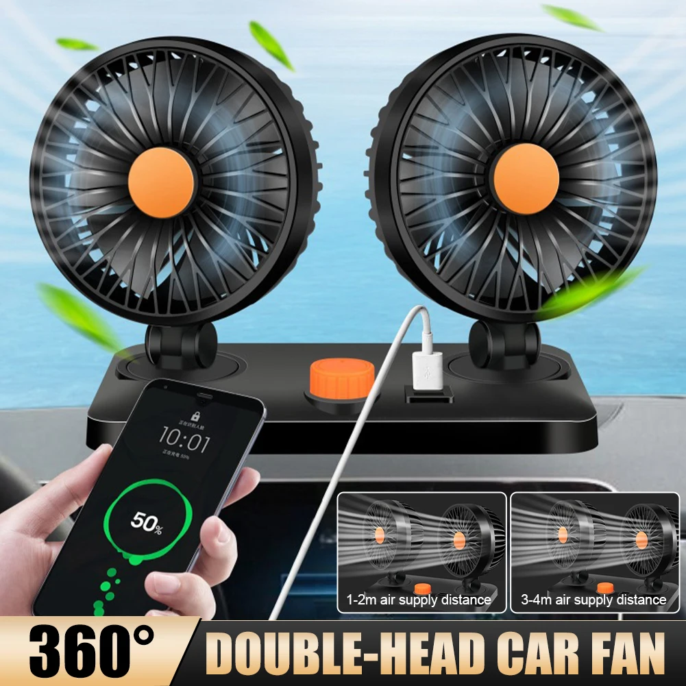 Universal 5V Car Double-Head Fan 2-Speed Wind Adjustable Cooling Fan 360 Degree Rotation Electric Fan For Car Truck SUV
Universal 5V Car Double-Head Fan 2-Speed Wind Adjustable Cooling Fan 360 Degree Rotation Electric Fan For Car Truck SUV