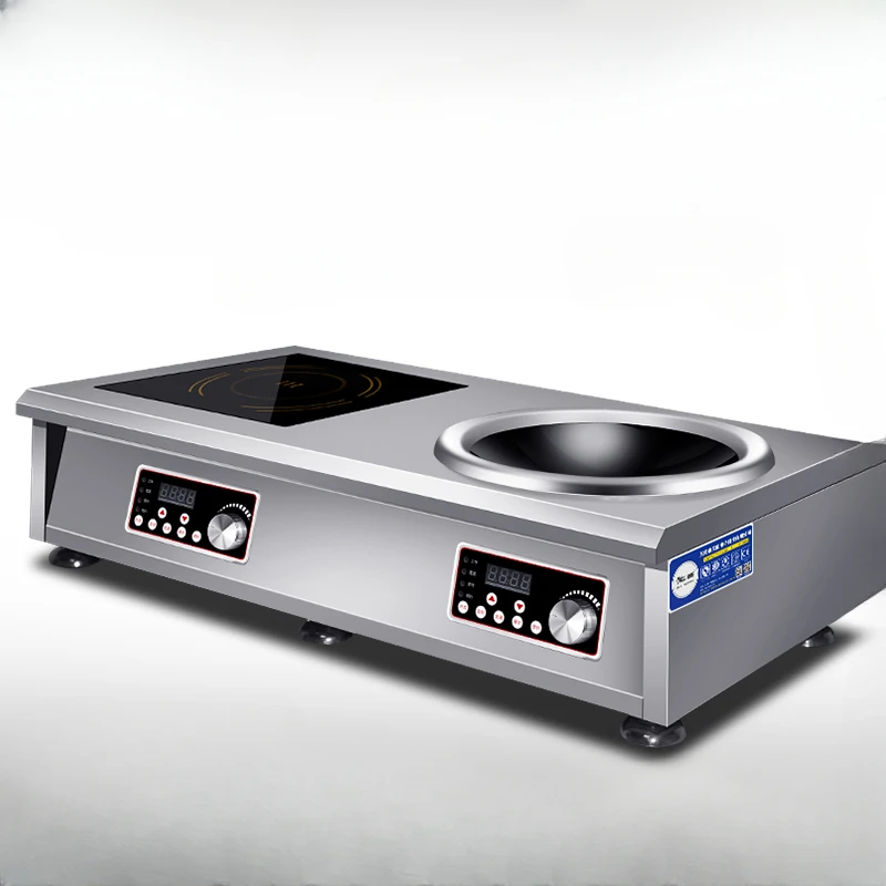 

Commercial induction cooker 5000W dual head high-power desktop stove 5KW strong fire stove stir frying flat concave
