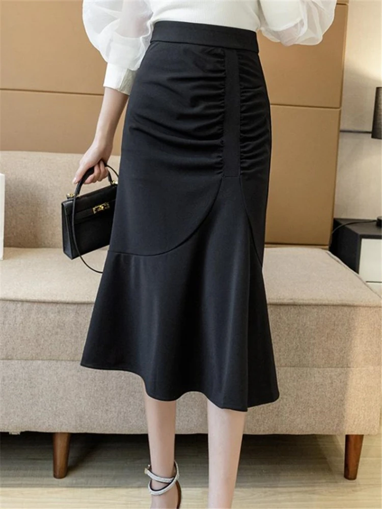 2023 New Elegant Irregular Wrap Midi Skirts Spring Summer Ruffles High Waist Black Korean Office Sheath Pencil Skirts Female
2023 New Elegant Irregular Wrap Midi Skirts Spring Summer Ruffles High Waist Black Korean Office Sheath Pencil Skirts Female