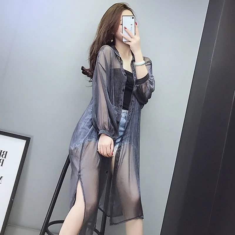 Summer Chiffon Blouse Cardigan Sun Protection Clothing Long Blouse Beach White Female Fashion Tops Feminino Robe Femme E92
Summer Chiffon Blouse Cardigan Sun Protection Clothing Long Blouse Beach White Female Fashion Tops Feminino Robe Femme E92