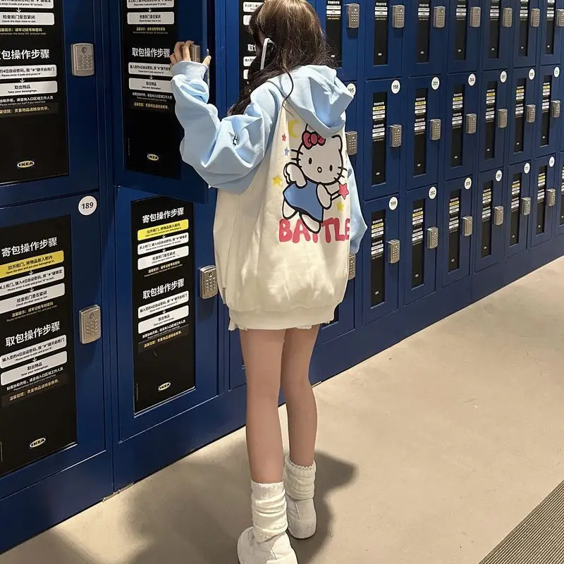 Anime Kawaii Sanrios Hello Kitty Cardigan Zipper Jacket Y2K Cartoon My Meldoy Girl Heart Color Block Printing Hooded Sweater
Anime Kawaii Sanrios Hello Kitty Cardigan Zipper Jacket Y2K Cartoon My Meldoy Girl Heart Color Block Printing Hooded Sweater
