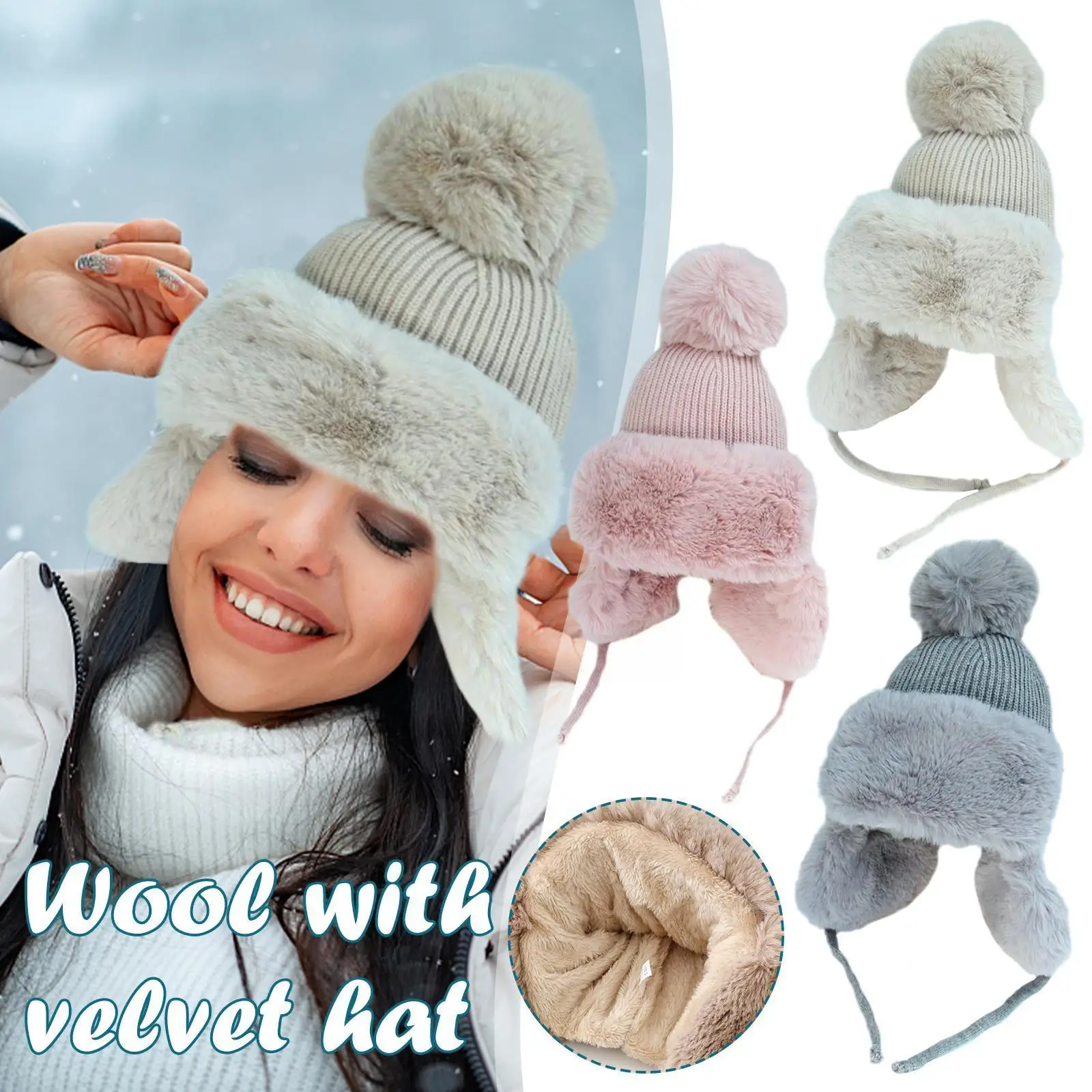 Winter Thick Outdoor Earflap Warm Hat Wool Knitted Ushanka Faux Women Fur Bomber Ski Fox Trapper Fleece Pompom Hat U1D4
Winter Thick Outdoor Earflap Warm Hat Wool Knitted Ushanka Faux Women Fur Bomber Ski Fox Trapper Fleece Pompom Hat U1D4