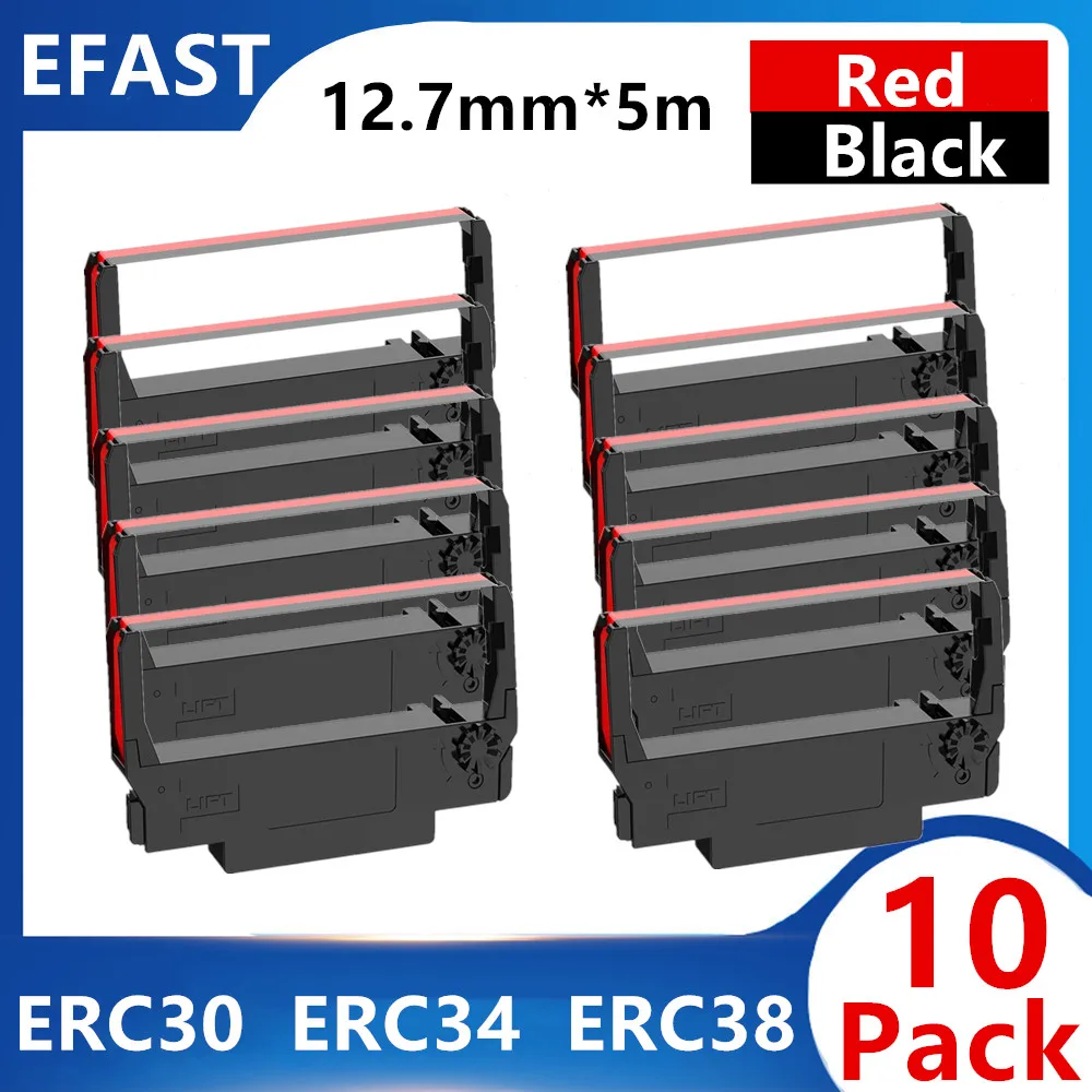

5~10Packs Compatible Ribbon Replacement ERC-30, ERC 30 34 38 B/R Used with Epson ERC30 ERC34 ERC38 NK506 Printer (Black and Red)