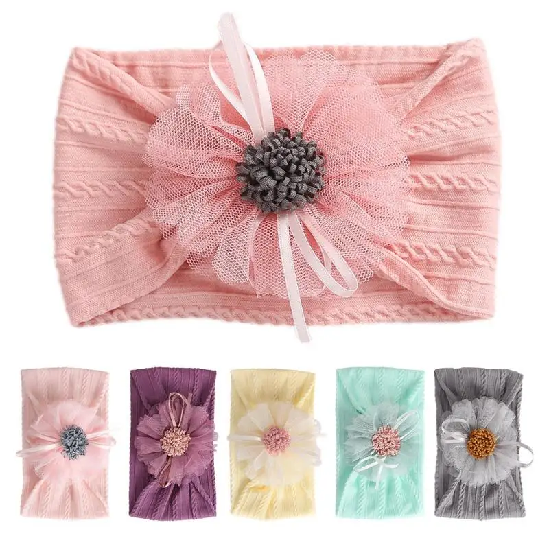 

Newborn Flower Headbands Baby Hair Accessories For Girls With 3D Pattern Soft Elastic Mesh Bands Cute Floral Designs Hair