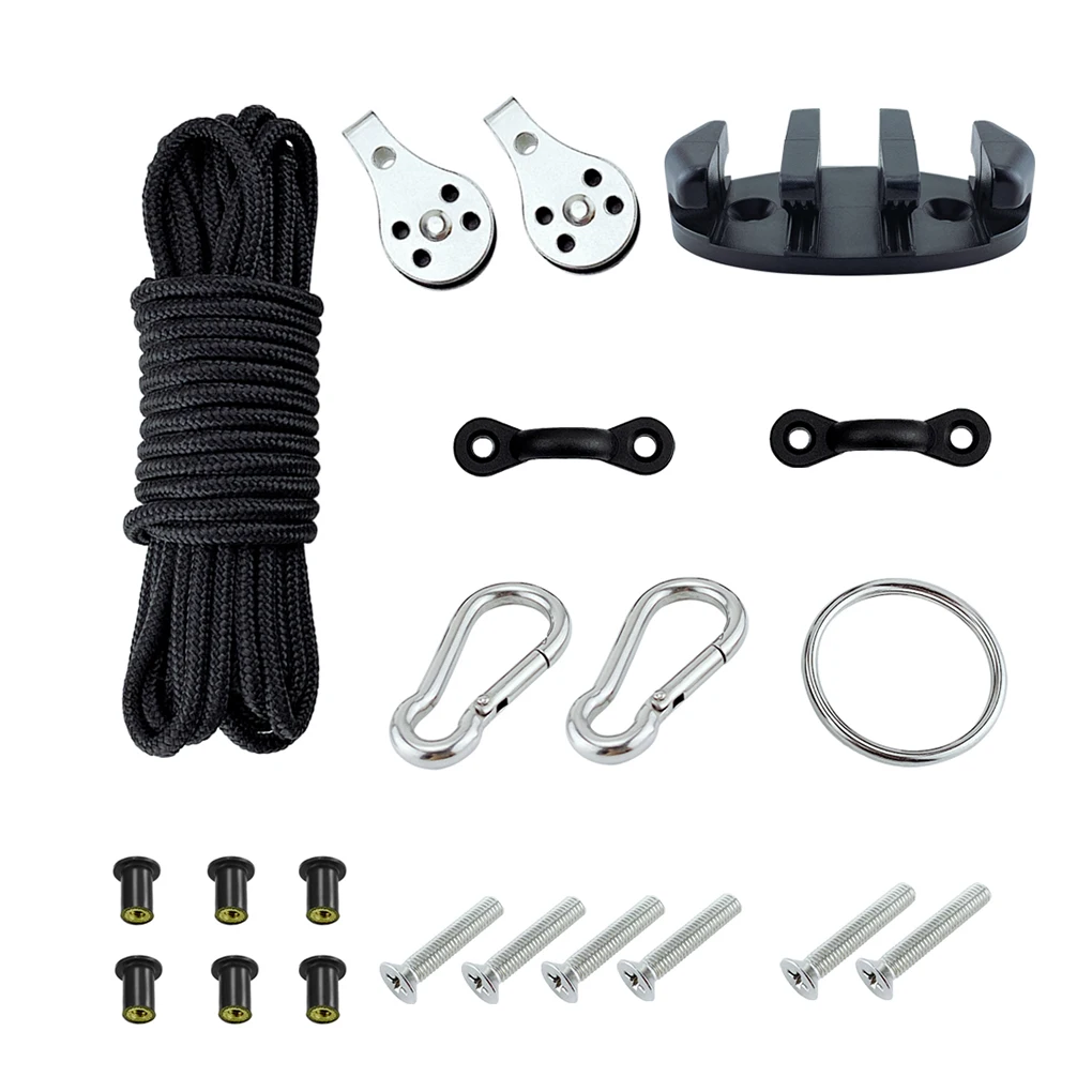 

Kayak Canoe Anchor Trolley Kit Universal Cleat Rigging Tether Pad Eyes Well Nuts Pulley Buckle Boats Accessories