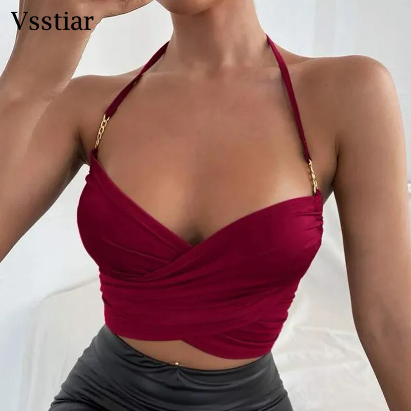Vsstiar Wrapped Camisole New Fashion Ruched Backless Halter Crop Top Sexy Party Club Solid Tanks Underwear Outfits
Vsstiar Wrapped Camisole New Fashion Ruched Backless Halter Crop Top Sexy Party Club Solid Tanks Underwear Outfits