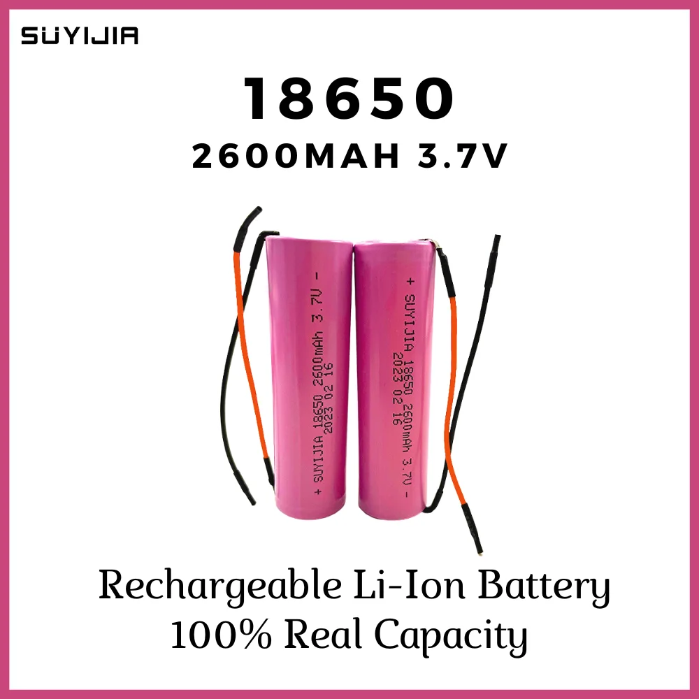18650 Rechargeable Li-Ion Battery 3.7V 2600mAh DIY for Toys Model Aircraft Electric Shaver Flashlight with Silicone Cable
18650 Rechargeable Li-Ion Battery 3.7V 2600mAh DIY for Toys Model Aircraft Electric Shaver Flashlight with Silicone Cable