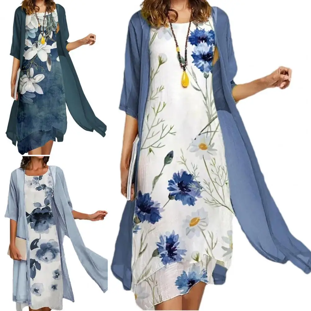 1 Pc/Set Vintage Flower Ink Painting Women Dress with Cardigan Dress Floral Print Bohemian Spring Summer Chiffon for Office Lady
1 Pc/Set Vintage Flower Ink Painting Women Dress with Cardigan Dress Floral Print Bohemian Spring Summer Chiffon for Office Lady