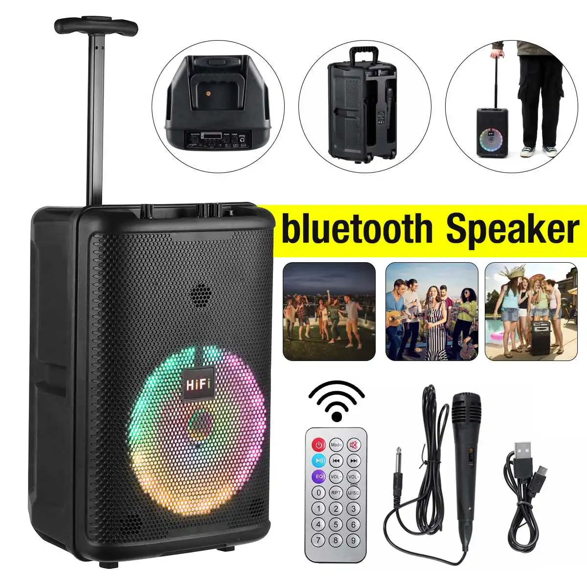 8-дюймовый Большой мощный портативный Bluetooth-динамик с микрофоном, уличный квадратный танцевальный музыкальный центр, беспроводной динамик ...
8-дюймовый Большой мощный портативный Bluetooth-динамик с микрофоном, уличный квадратный танцевальный музыкальный центр, беспроводной динамик ...