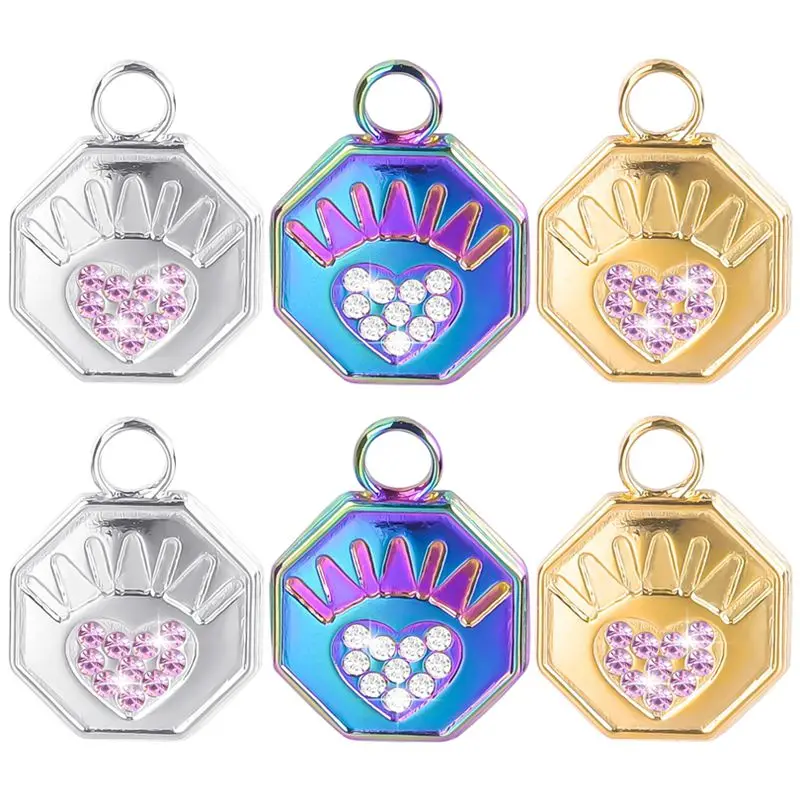 10PCS New Stylish Hexagon With Crystal Charms Titanium steel Pendants Craft Jewelry Making Necklace for Women Finding Supplies
10PCS New Stylish Hexagon With Crystal Charms Titanium steel Pendants Craft Jewelry Making Necklace for Women Finding Supplies