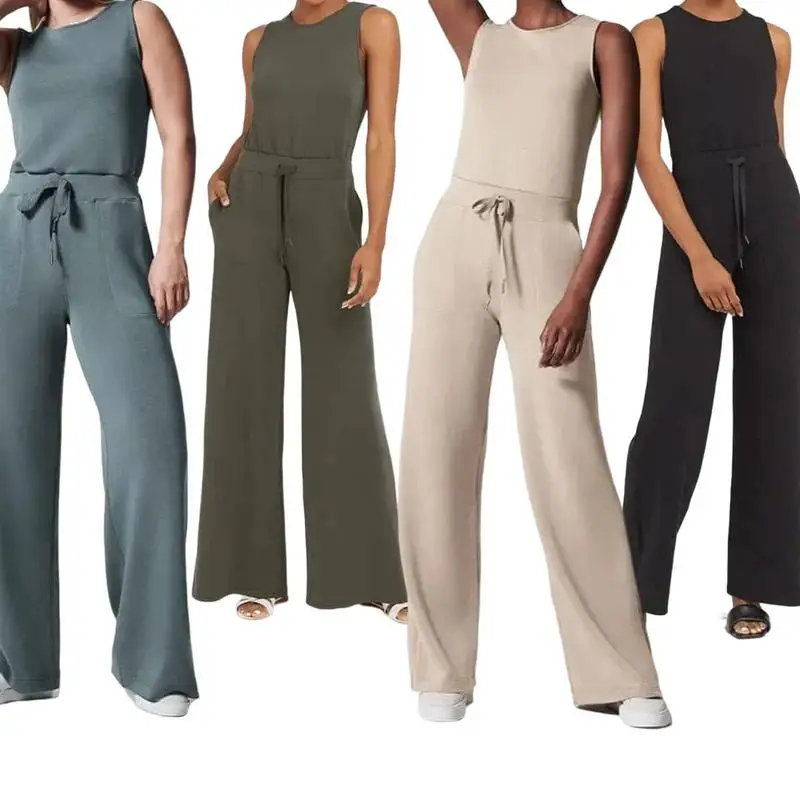 Sleeveless Loose Jumpsuit Casual Wide Leg Rompers for Women Summer Crewneck Sleeveless Wide-leg Romper with Side Pockets
Sleeveless Loose Jumpsuit Casual Wide Leg Rompers for Women Summer Crewneck Sleeveless Wide-leg Romper with Side Pockets