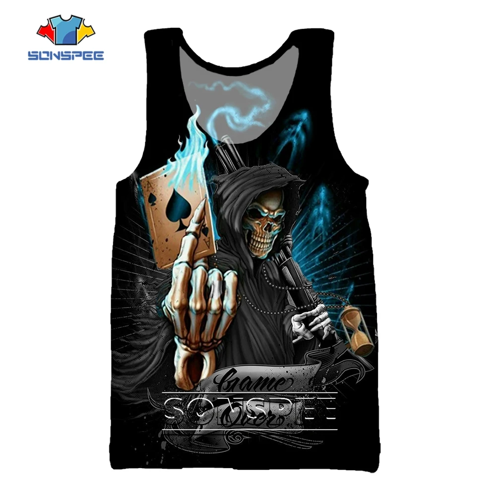 SONSPEE Summer Horrible Skull Spades Poker A Unisex Vest 3D Print Hell Skull Tank Tops Casual Sports Fitness Plus Size Singlet
SONSPEE Summer Horrible Skull Spades Poker A Unisex Vest 3D Print Hell Skull Tank Tops Casual Sports Fitness Plus Size Singlet