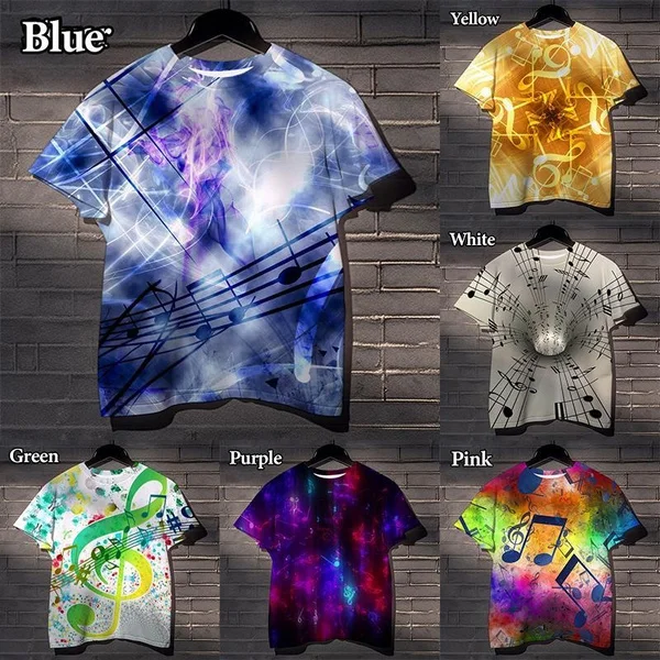 Summer Music Casual Short-sleeved T-shirt Fun Cool Trendy Men's T-shirt Musical Note Fashion 3D Printing T-shirt
Summer Music Casual Short-sleeved T-shirt Fun Cool Trendy Men's T-shirt Musical Note Fashion 3D Printing T-shirt