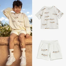 2023 New Kids Boys Sweatshirts Mini Rodini Boy Long Sleeve Clothes Cartoon Shorts Set for Spring Childrens Baby Outwear