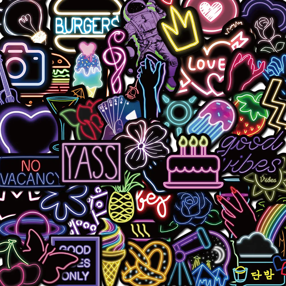 10/50PCS Neon Sign Stickers Cool Vintage For Gift DIY Kid Notebook Luggage Motorcycle Laptop Refrigerator Decals Graffiti
10/50PCS Neon Sign Stickers Cool Vintage For Gift DIY Kid Notebook Luggage Motorcycle Laptop Refrigerator Decals Graffiti