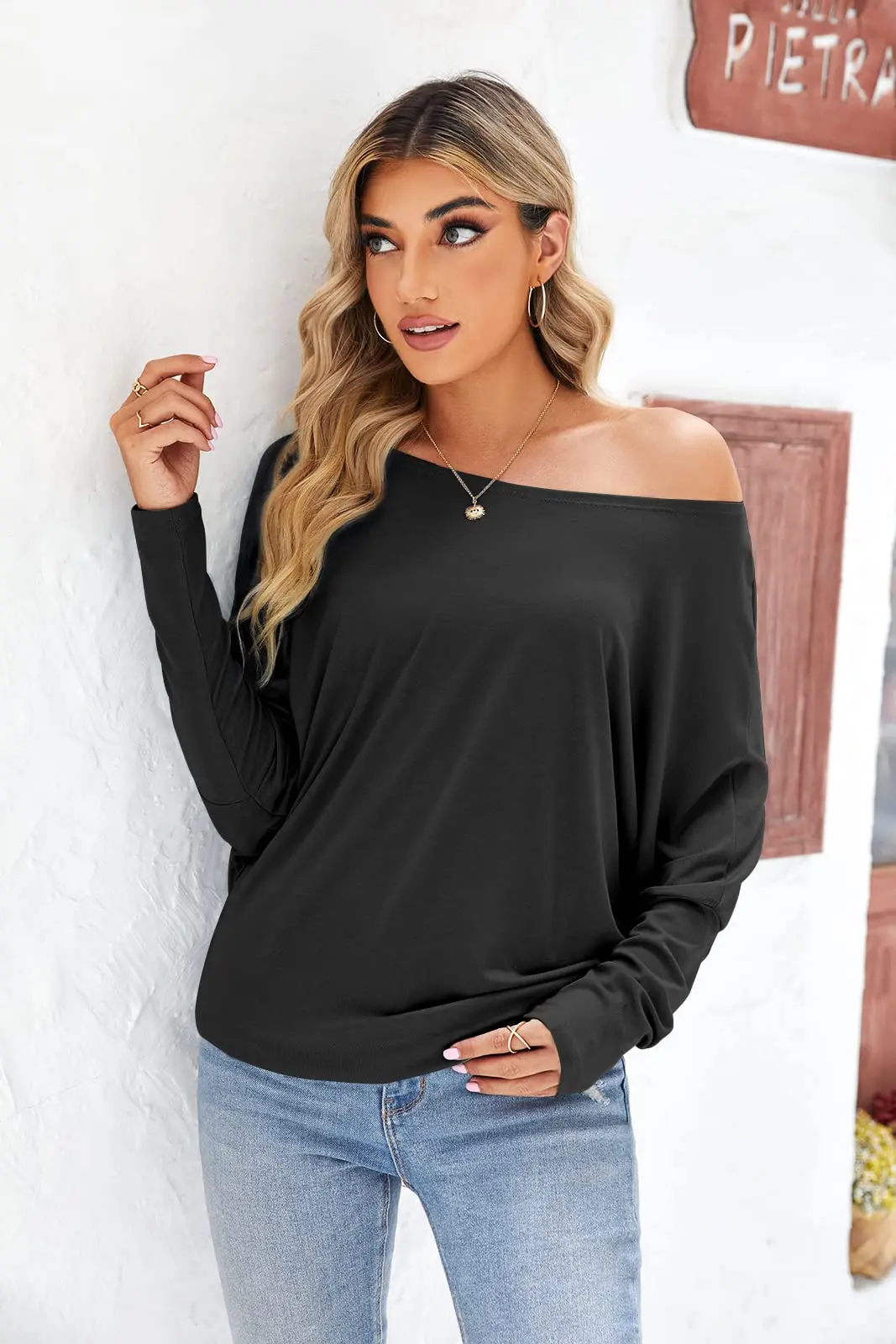 Womens Off The Shoulder Tops Batwing Long Sleeve Casual Fall Oversized T Shirts Tunic Top
Womens Off The Shoulder Tops Batwing Long Sleeve Casual Fall Oversized T Shirts Tunic Top