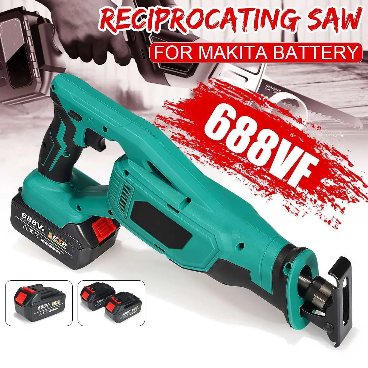 688VF 32 mm Cordless Reciprocating Saw Electric Saw With 2PC Battery Metal Wood Cutting Tools For Makita 18V Battery bois
688VF 32 mm Cordless Reciprocating Saw Electric Saw With 2PC Battery Metal Wood Cutting Tools For Makita 18V Battery bois