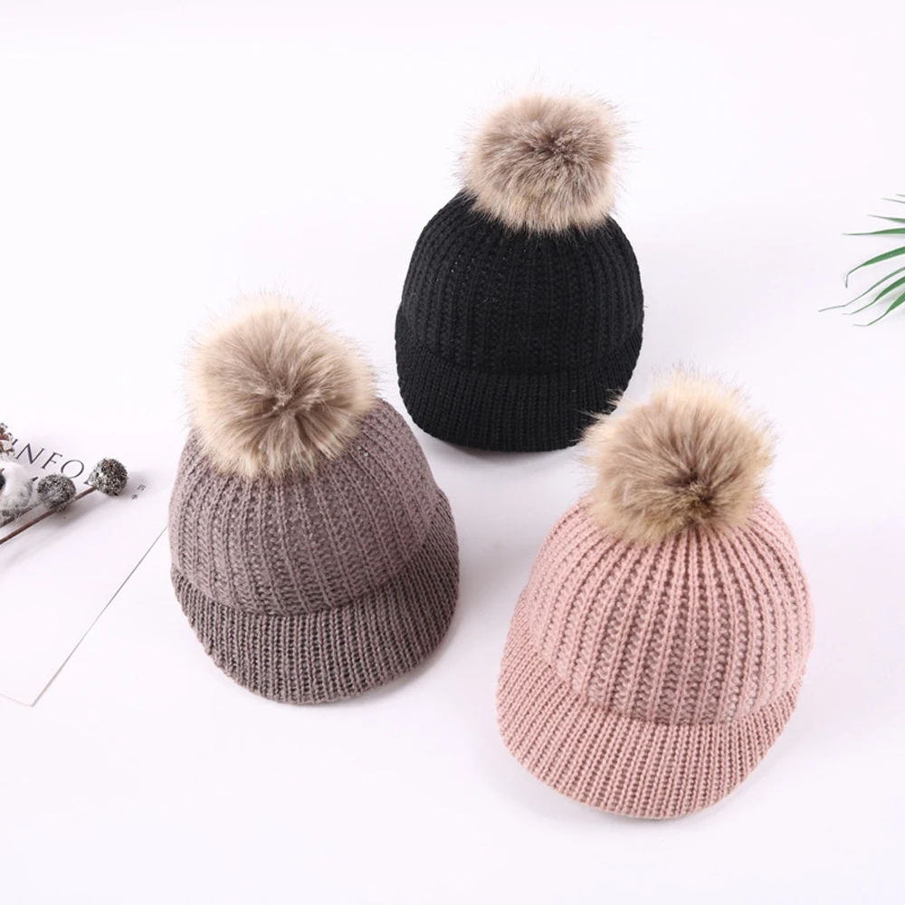 Kids Hats Pompom Knitted Baseball Cap Adjustable Solid Color Warm Fashion Fur Ball Hat for Baby Kids Cap Winter Outdoor
Kids Hats Pompom Knitted Baseball Cap Adjustable Solid Color Warm Fashion Fur Ball Hat for Baby Kids Cap Winter Outdoor