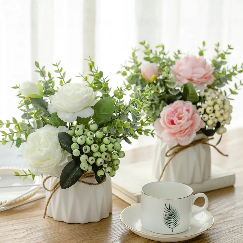 Artificial Flowers With Ceramic Vase Party Office Store Home Decor Silk Rose Flowers Wedding Accessories Mariage Room Decoration
Artificial Flowers With Ceramic Vase Party Office Store Home Decor Silk Rose Flowers Wedding Accessories Mariage Room Decoration