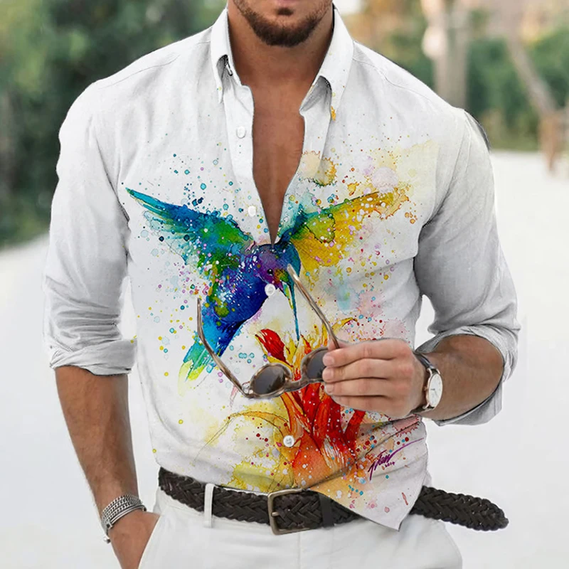 Men's Autumn Polyester Long Sleeve Shirt Floral And Birds Print Casual Male Top Button Shirts Clothes Blouse Clothing For Men
Men's Autumn Polyester Long Sleeve Shirt Floral And Birds Print Casual Male Top Button Shirts Clothes Blouse Clothing For Men