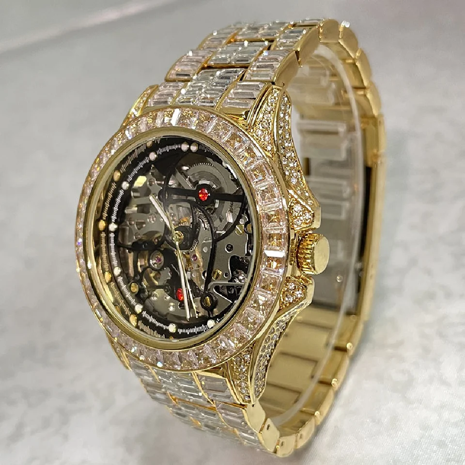 Fashion Brands MISSFOX Hollow Automatic Mechanical Men Watch Luxury Gold Steel Waterproof Wristwatch Iced Out jewelry Clock Male
Fashion Brands MISSFOX Hollow Automatic Mechanical Men Watch Luxury Gold Steel Waterproof Wristwatch Iced Out jewelry Clock Male