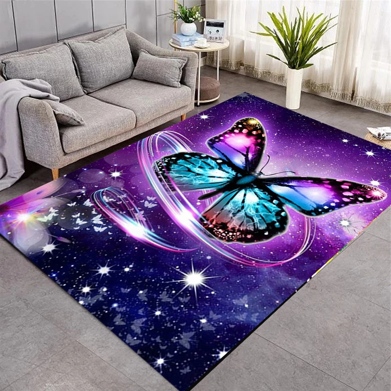 

Furry Carpets for Living Room Animal Butterfly Pattern Bedroom Area Rugs Child Room Play Rug Cartoon 3D Printing Kids Game Mats
