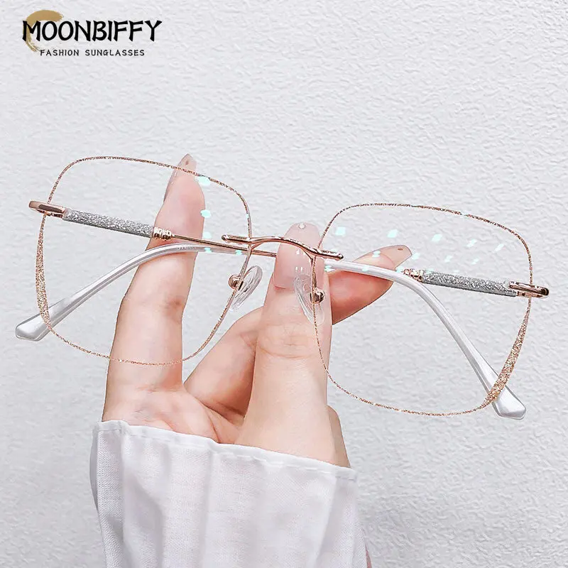 Anti Blue Light Myopia Glasses Women Eyeglasses Computer Glasses Goggles with Diopters 0 To -6.0 Shiny Rimless Frame Glasses
Anti Blue Light Myopia Glasses Women Eyeglasses Computer Glasses Goggles with Diopters 0 To -6.0 Shiny Rimless Frame Glasses
