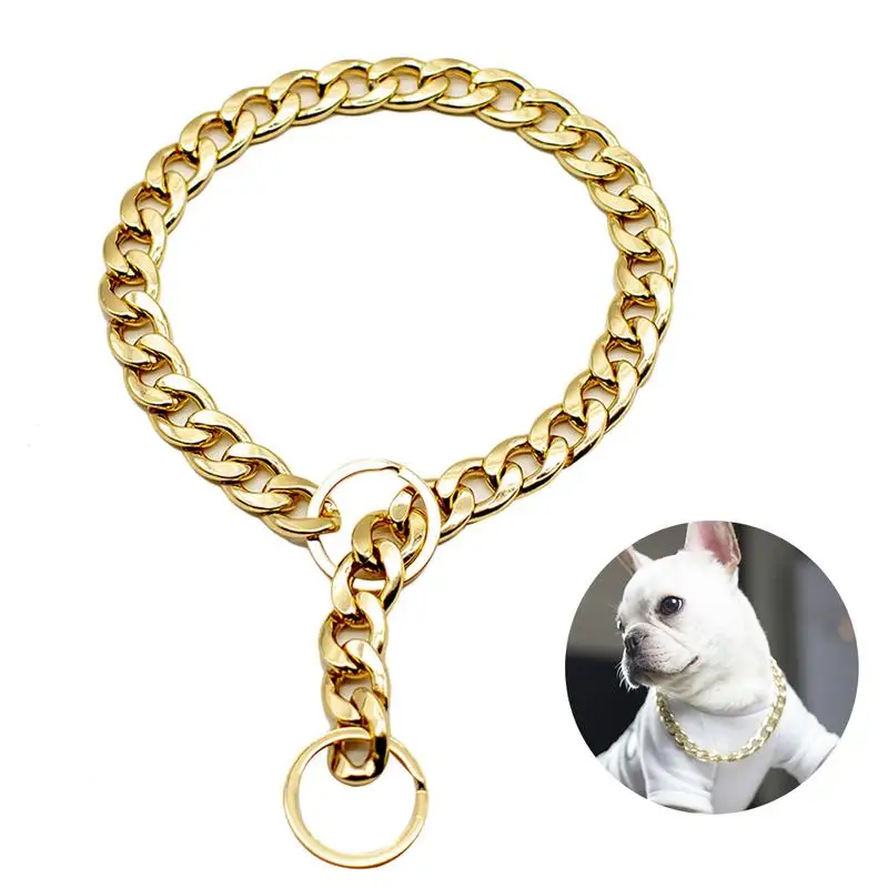 

Ошейник для собак, Золотая цепочка, роскошное ожерелье для маленьких и средних питомцев, цепочка для собак, золотистый цвет, удобные ошейники для собак