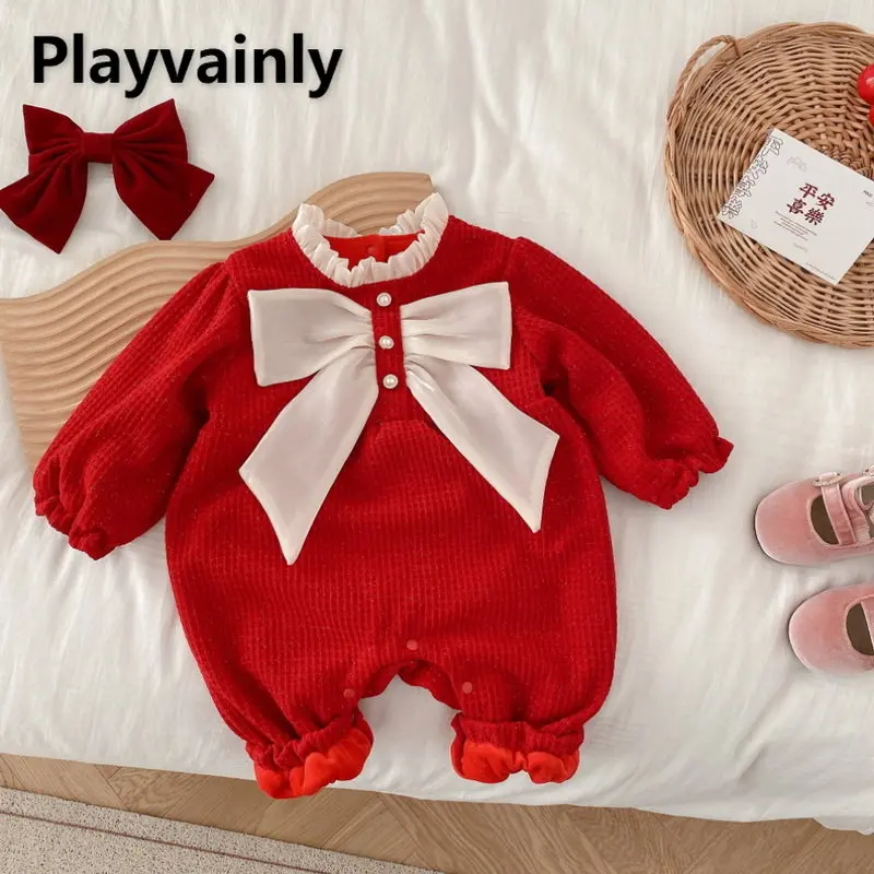 New Year Clothes Baby Girls Fleece Romper Bowknot Red Thicken Jumpsuit Coat Outgoing Warm Cotton Padded Clothes EL909
New Year Clothes Baby Girls Fleece Romper Bowknot Red Thicken Jumpsuit Coat Outgoing Warm Cotton Padded Clothes EL909