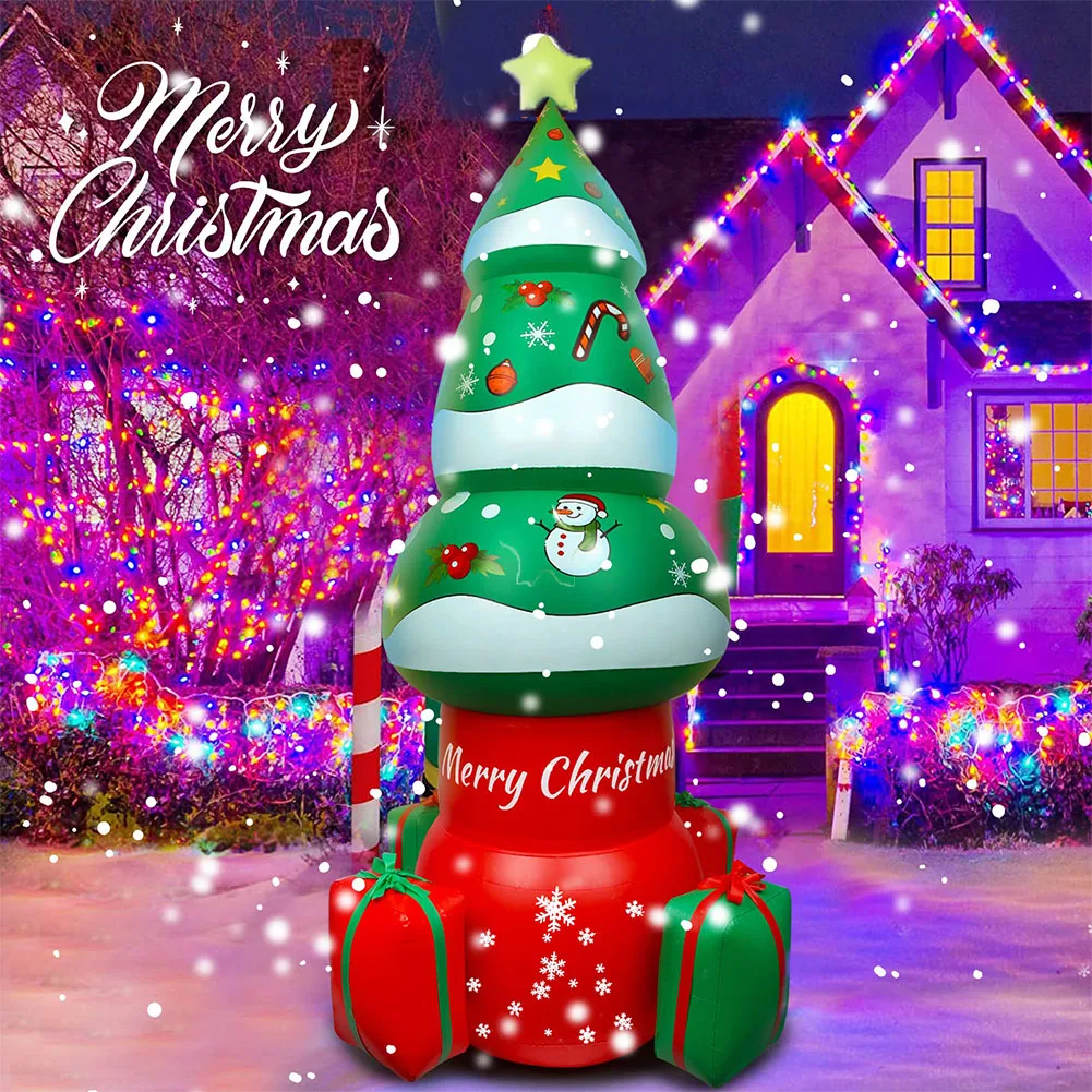 

Надувная Рождественская елка с Санта-Клаусом со светодиодом, гигантские подарки, светильник для улицы, надувные рождественские украшения 2023