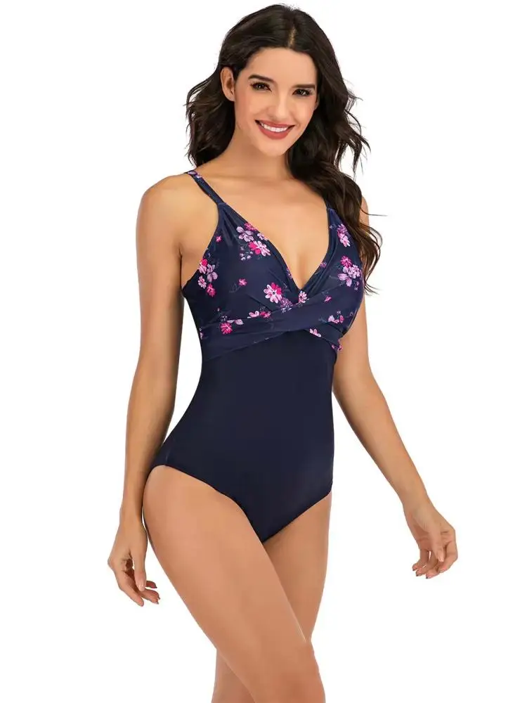 Summer Women One Piece Floral Print Bodysuit Swimwear Front Cross Halter Swimsuits Tummy Control Jumpsuit Beach Bikini 
Summer Women One Piece Floral Print Bodysuit Swimwear Front Cross Halter Swimsuits Tummy Control Jumpsuit Beach Bikini