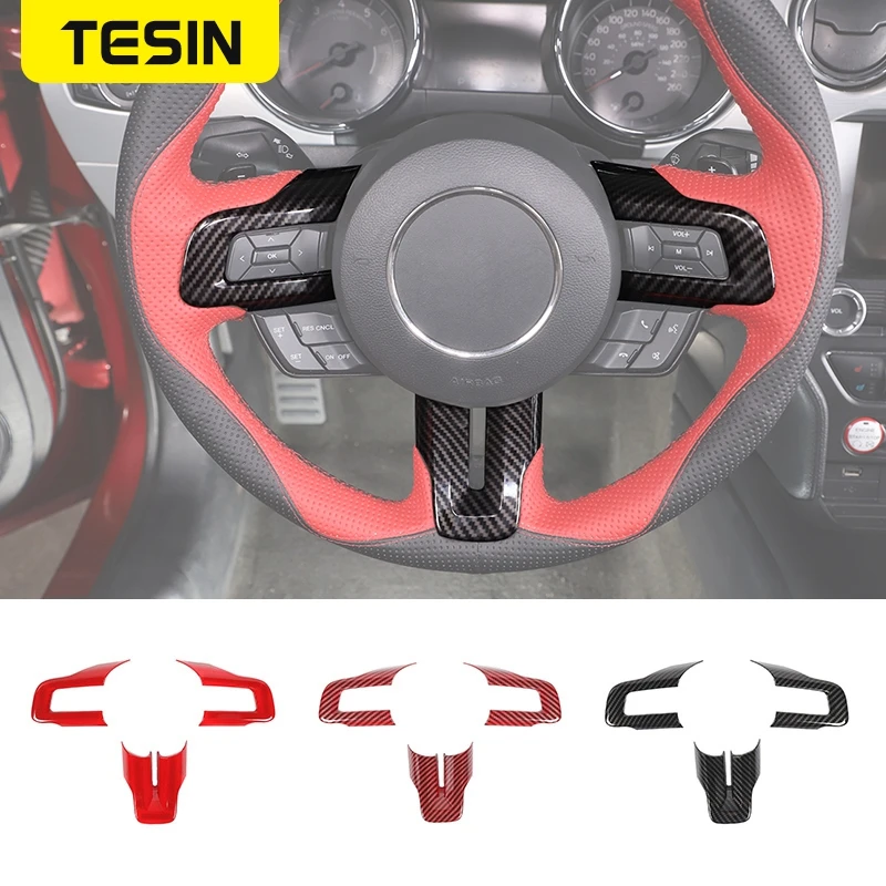 TESIN ABS Carbon Fiber Car Steering Wheel Decoration Cover Stickers Trim For Ford Mustang 2015-2021 Interior Accessories
TESIN ABS Carbon Fiber Car Steering Wheel Decoration Cover Stickers Trim For Ford Mustang 2015-2021 Interior Accessories