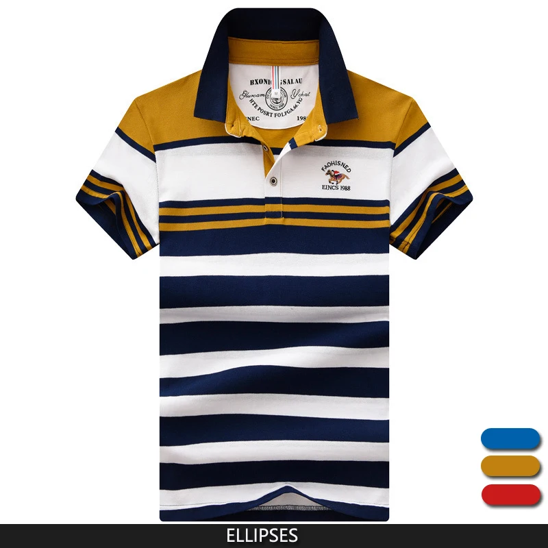 Short Sleeve T-shirt Men's Lapels Cotton Embroidered Striped Polo Shirt Business Large Loose Summer Tee Paul Half Sleeves Polo
Short Sleeve T-shirt Men's Lapels Cotton Embroidered Striped Polo Shirt Business Large Loose Summer Tee Paul Half Sleeves Polo