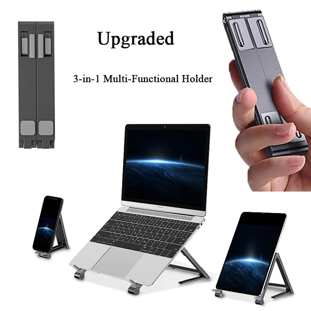 Upgraded 3In1 Multi-Functional Holder for Laptop/Pad/Mobile Phone Portable Tablet Stand Foldable Aluminum Alloy Non-slip Bracket
Upgraded 3In1 Multi-Functional Holder for Laptop/Pad/Mobile Phone Portable Tablet Stand Foldable Aluminum Alloy Non-slip Bracket