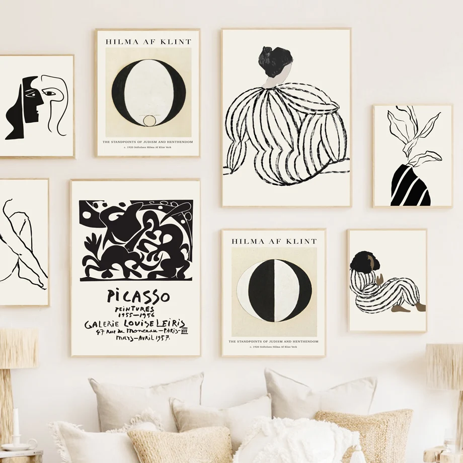 

Абстрактная Картина на холсте с изображением изогнутой девушки Пикассо, Листьев, бежевого цвета, скандинавские плакаты и принты, настенные картины для декора гостиной