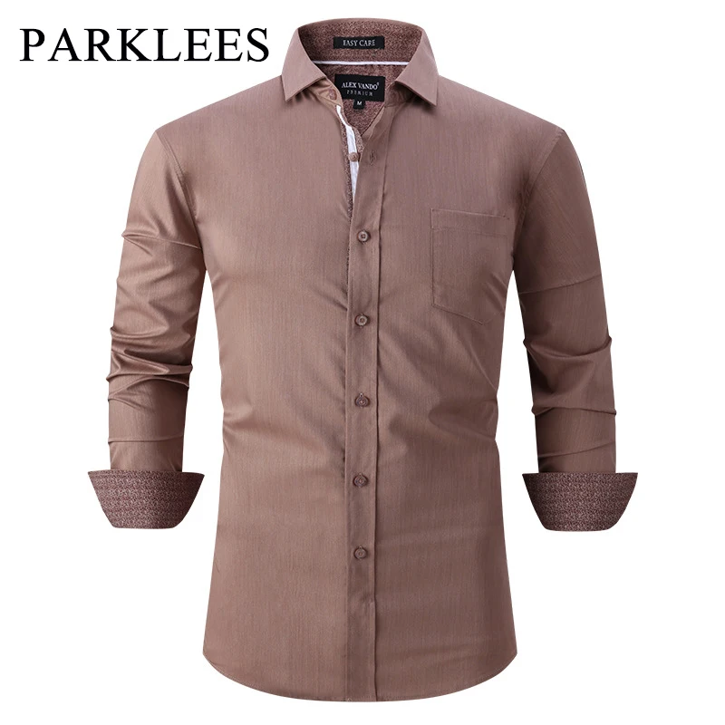 Parklees Coffee Color Bamboo Fiber Shirt Men 2022 Brand New Button Down Non Iron Shirt Business Casual Slim Fit Camisa Masculina
Parklees Coffee Color Bamboo Fiber Shirt Men 2022 Brand New Button Down Non Iron Shirt Business Casual Slim Fit Camisa Masculina
