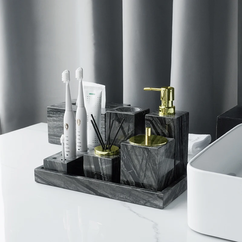Tree Black Natural Marble Bathroom Accessories Luxury Golden Soap Dispenser Soap Dish Cosmetic Mirror Jewelry Tray Bathroom Set
Tree Black Natural Marble Bathroom Accessories Luxury Golden Soap Dispenser Soap Dish Cosmetic Mirror Jewelry Tray Bathroom Set