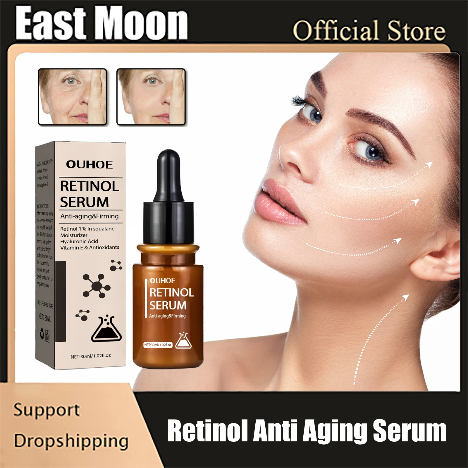 Retinol Anti Wrinkle Serum Lifting Fade Fine Line Anti Aging Improve Crow's Feet Firming Tighten Brighten Moisturizing Essence
Retinol Anti Wrinkle Serum Lifting Fade Fine Line Anti Aging Improve Crow's Feet Firming Tighten Brighten Moisturizing Essence