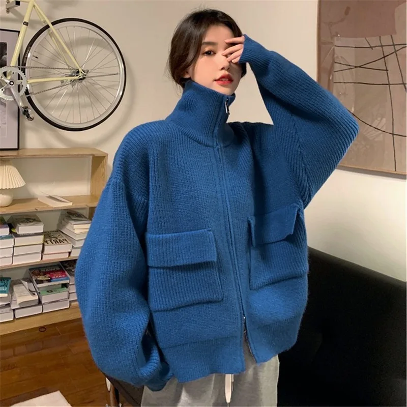 Cardigans Women Solid Long Sleeve Knitting Turtleneck Sweet Pockets All-match Spring Autumn Hot Selling Sweaters Feminino Trendy
Cardigans Women Solid Long Sleeve Knitting Turtleneck Sweet Pockets All-match Spring Autumn Hot Selling Sweaters Feminino Trendy