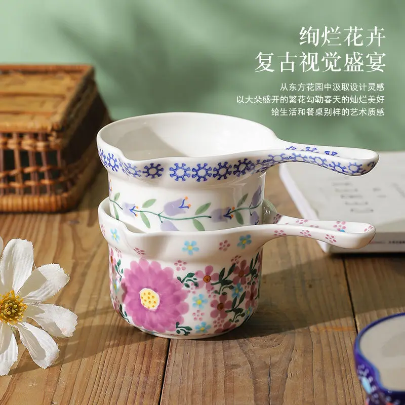 Japanese ceramic diversion breakfast diversion cup underglaze color high-temperature resistant sharing cup with handle milk cup
Japanese ceramic diversion breakfast diversion cup underglaze color high-temperature resistant sharing cup with handle milk cup
