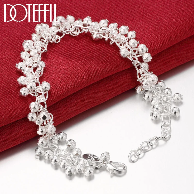 DOTEFFIL 925 Sterling Silver Frosted Matte Grape Beads Chain Bracelet For Women Wedding Engagement Party Fashion Jewelry
DOTEFFIL 925 Sterling Silver Frosted Matte Grape Beads Chain Bracelet For Women Wedding Engagement Party Fashion Jewelry