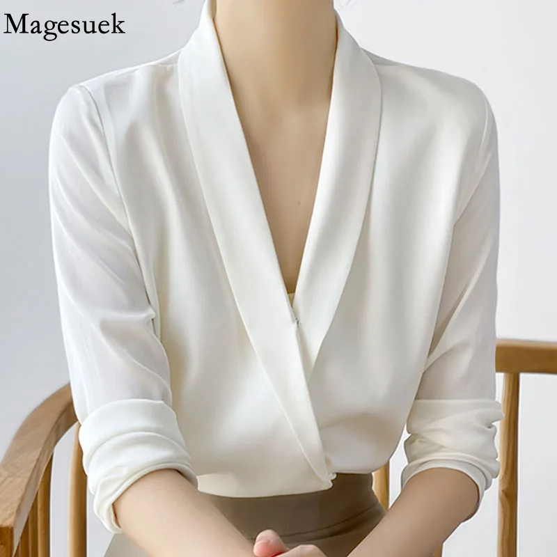 Office Lady V-Neck White Blouse Women Clothes Long Sleeve Tops Shirts New Autumn Chiffon Blouse Blusas Mujer De Moda 2022 17798
Office Lady V-Neck White Blouse Women Clothes Long Sleeve Tops Shirts New Autumn Chiffon Blouse Blusas Mujer De Moda 2022 17798