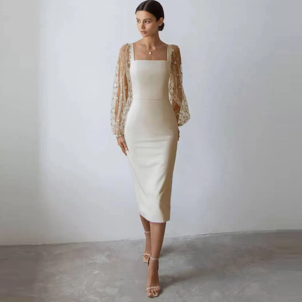 Женское атласное платье Qcenkern, вечернее платье с квадратным вырезом и пышными рукавами, модель 2023 
Женское атласное платье Qcenkern, вечернее платье с квадратным вырезом и пышными рукавами, модель 2023