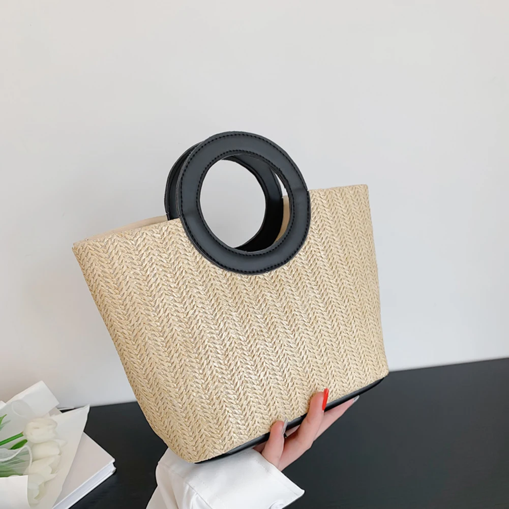Fashion Woven Handbags For Women Sweet All-match Women's Bag 2022 Portable Bucket Bag Luxury Designer Handbag Summer Picnic Bags 
Fashion Woven Handbags For Women Sweet All-match Women's Bag 2022 Portable Bucket Bag Luxury Designer Handbag Summer Picnic Bags