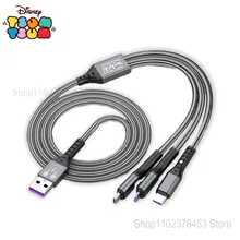 Disney Mickey Mouse 3 In 1 Fast Charger Cable for Samsung Huawei IPhone Phone Tablet PC Android Type-C Lightning USB Data Line
