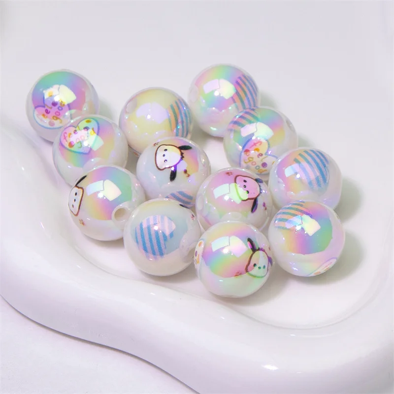 

New style 50pcs/lot 16mm color pattern print geometry rounds shape acrylic beads diy jewelry earring/bracelet accessory